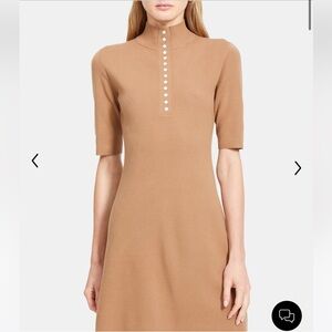 EUC XS Theory Buttoned Henley Dress in Camel